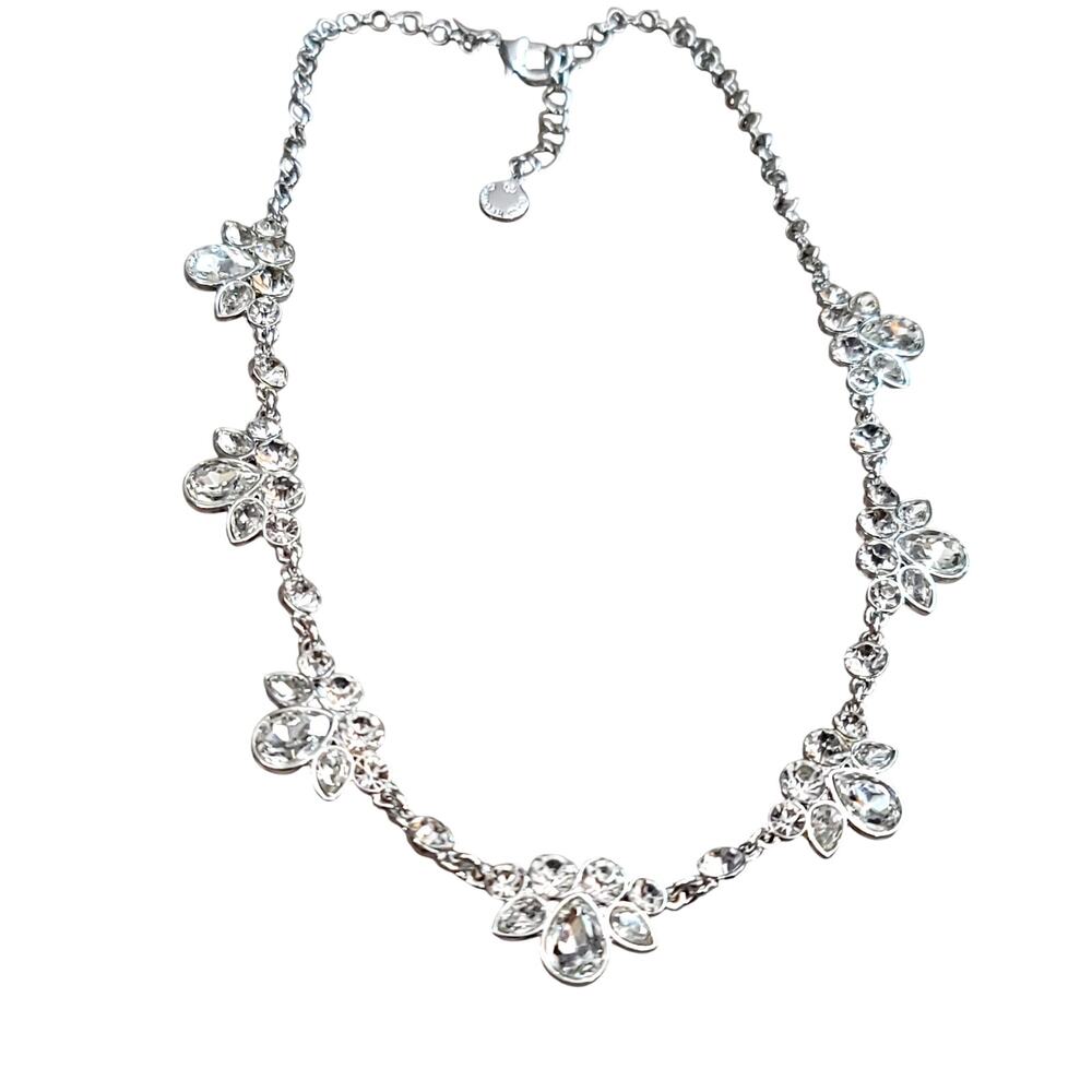 NWT Charter Club Teardrop Crystal Pendant Necklace Silver-Tone 17.5"-20"